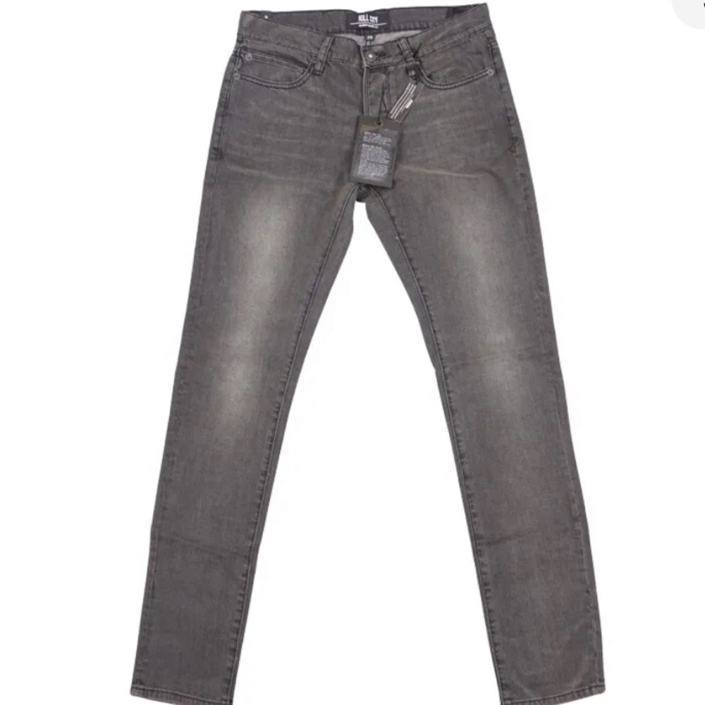 Kill City “junkie” low rise dark charcoal denim with good stretch.